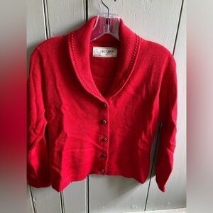 Alpaca Wool Cardigan Sweater from Bolivia women's Small Red Sumpac